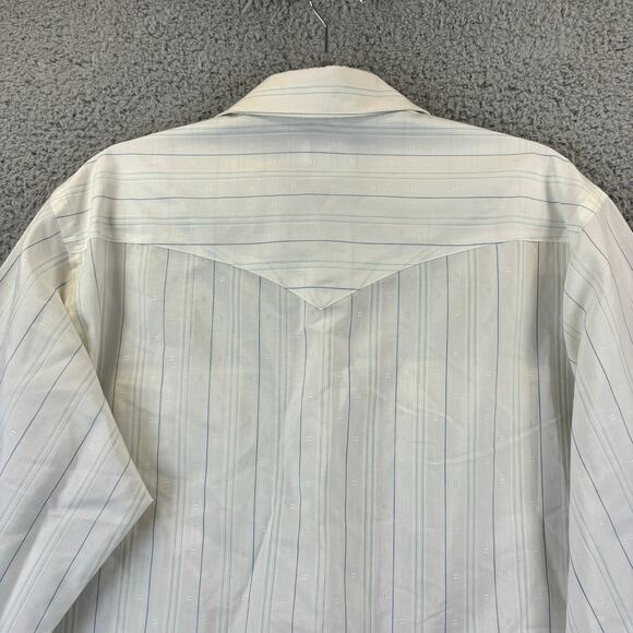 Vtg 90s Wrangler Shirt Mens 16 Pearl Snap Western Rancher Cowboy Cut X Long Tail - Picture 9 of 10